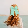 thumbnail image 3 of Motique Accessories Light Aqua Jumbo Hair Bow Clip with Tails for Child Girls - Light Aqua, 3 of 4