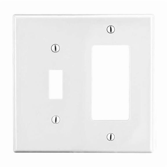 Hubbell Wiring Device-Kellems TglSwch/RckrWllPlt,Std;Wht,2Gng,Smth Stn P126W