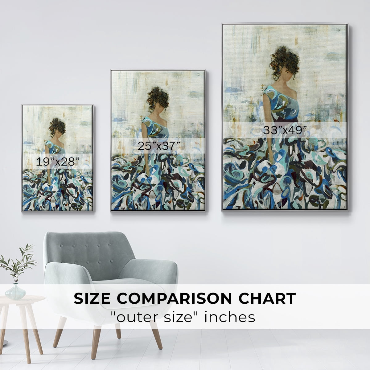 Fluid Beauty Framed Premium Gallery Wrapped Canvas - Ready to Hang - 17 x 25 - Silver Floating Frame