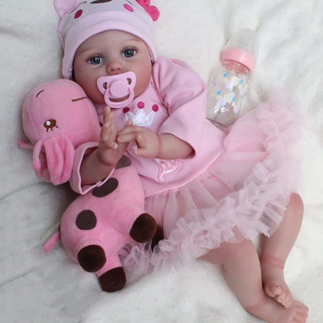 Muñeca Reborn CHAREX Realistic de 22 pulgadas con jirafa de juguete