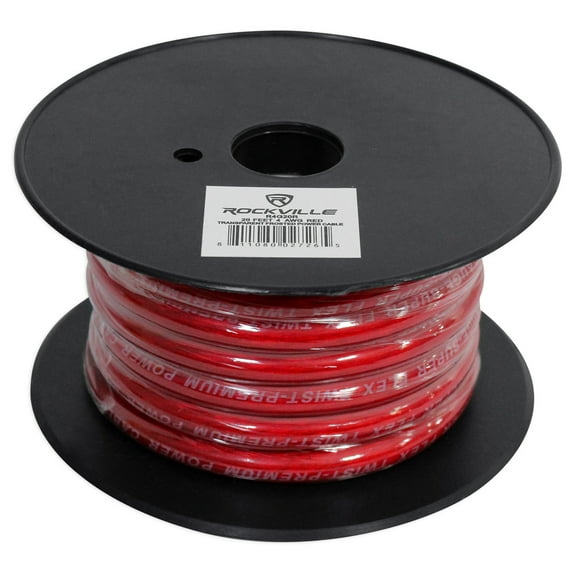 Rockville R4G20R Red 4 AWG Gauge 20 Foot Car Amp Power/Ground Wire Spool