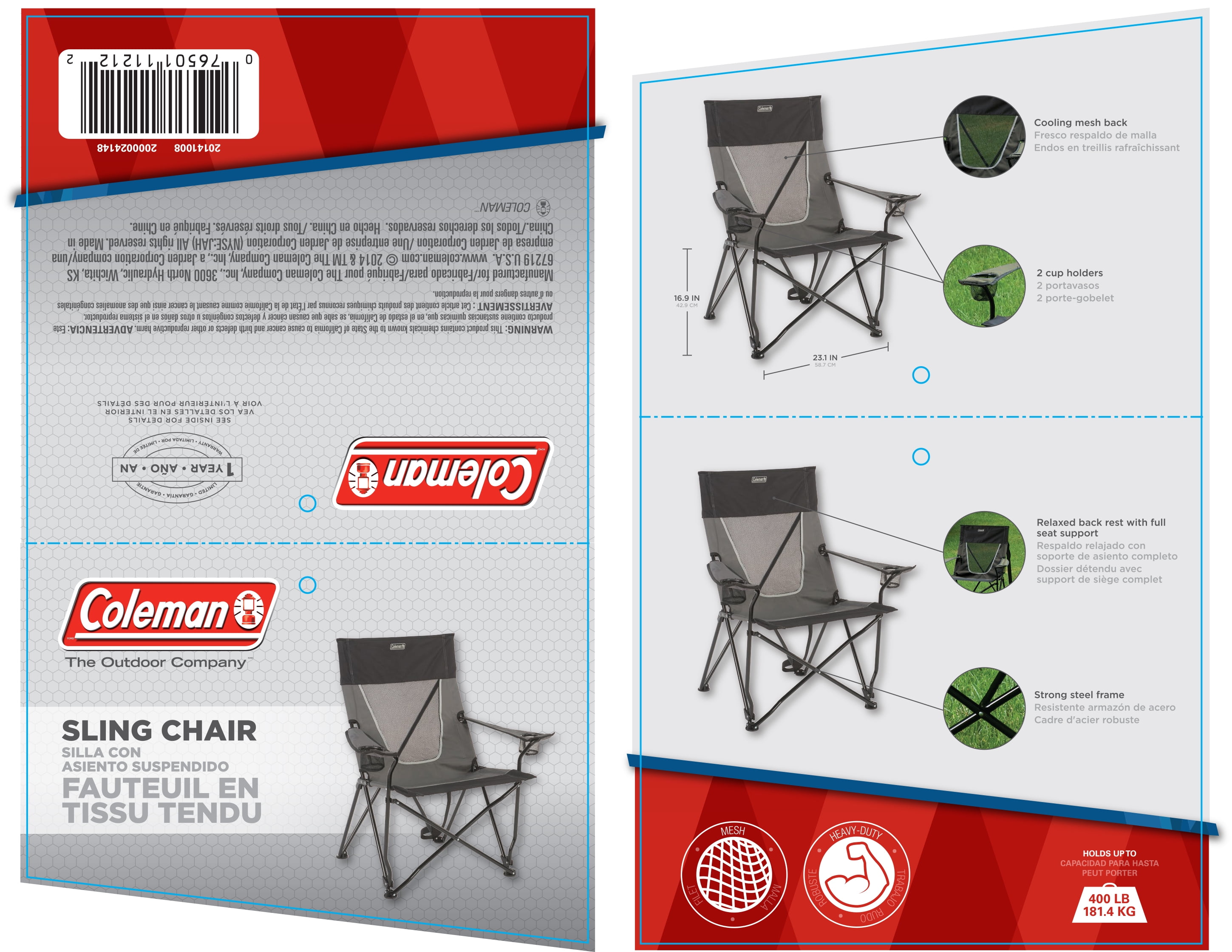 Coleman Ultimate Comfort Sling Chair Gray Walmart Com