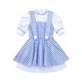 thumbnail image 3 of iiniim Kids Girls Deluxe Princess Roleplay Costume Bubble Sleeve Sequins Plaid Tutu Dress, 3 of 7