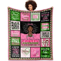Sister Gifts from Sister, Black Sister Gifts, Sorority Gifts Blankets 50*60", Pink and Green Sister Gifts, Sisterhood Gifts for Women, African American Black Girl Gifts for Morthers Day