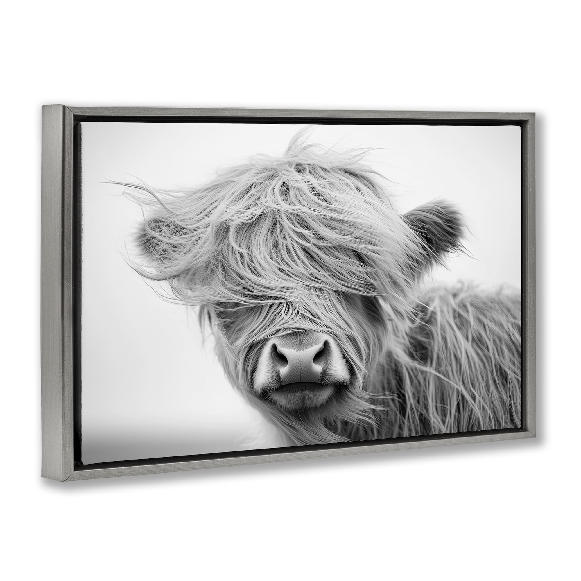 Stupell Industries Easy Breezy Cattle Gray Framed Floater Canvas Wall Art, design by Tina LeCour