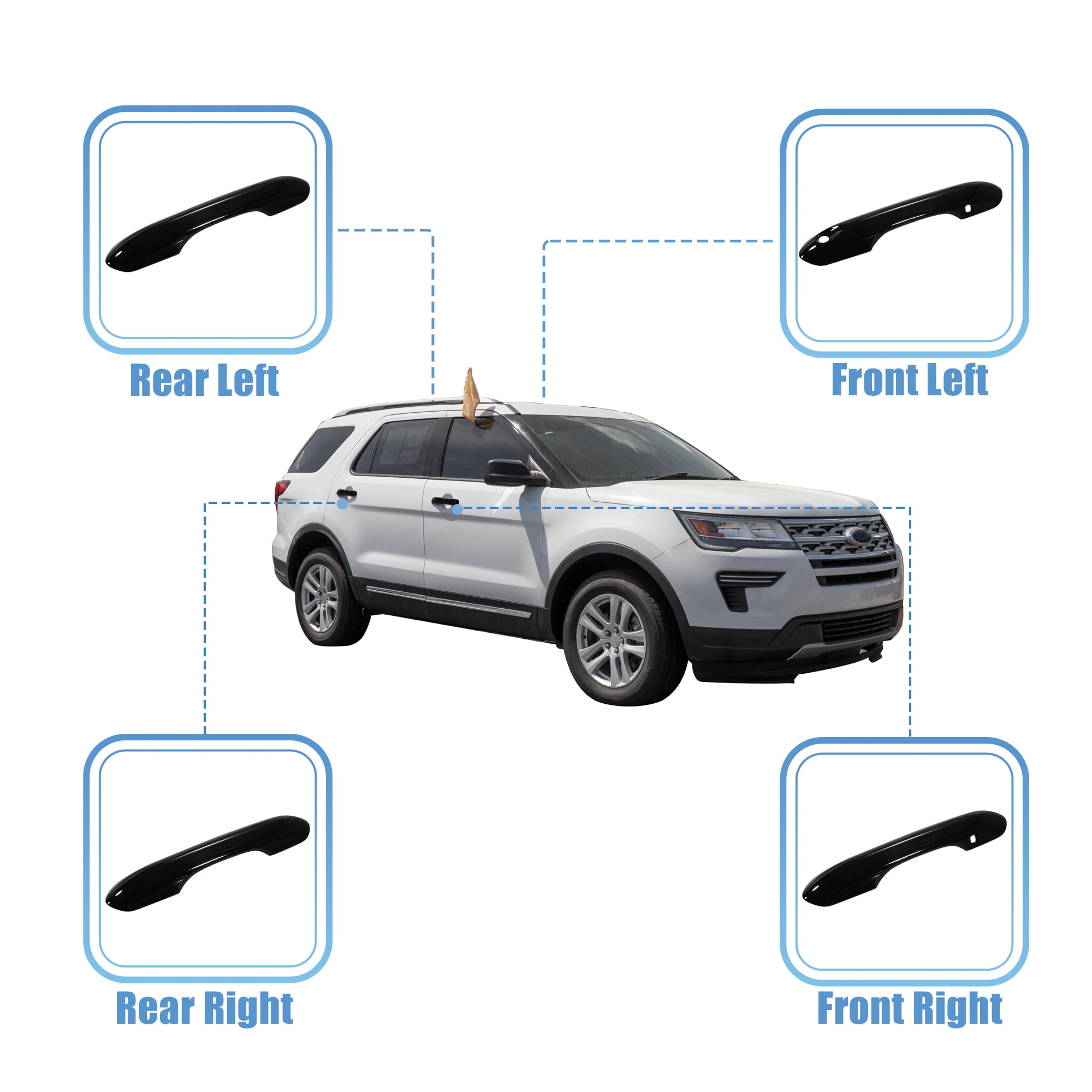 Unique Bargains Car Side Door Handle Trim Cover for Ford Explorer 2020 2021 2022 Black
