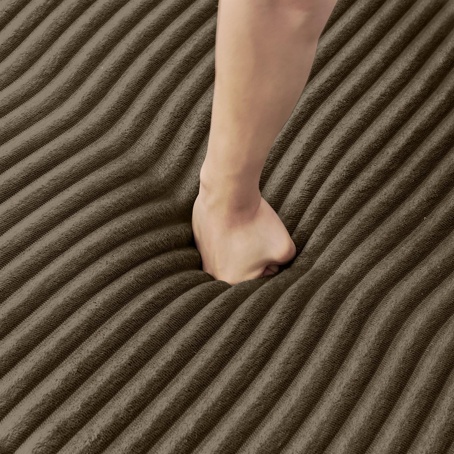 Demi Bonn 132" U-Shaped Modular Sectional Sofa, Modern Corduroy Couch for Living Room & Bedroom, Minimalist Comfy Sleeper Sofa, Brown