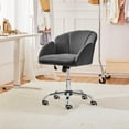 thumbnail image 5 of CRXX Cute Velvet Desk Chair Makeup Vanity Chair with Wheels for Bedroom Modern Swivel Rolling Chair for Home Office Dark Gray, 5 of 10