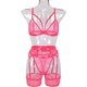 thumbnail image 1 of Conjunto de tres piezas divertido para mujer, de encaje suave y cómodo, de malla con perspectiva para mujer, estilo europeo y americano, 1 of 6