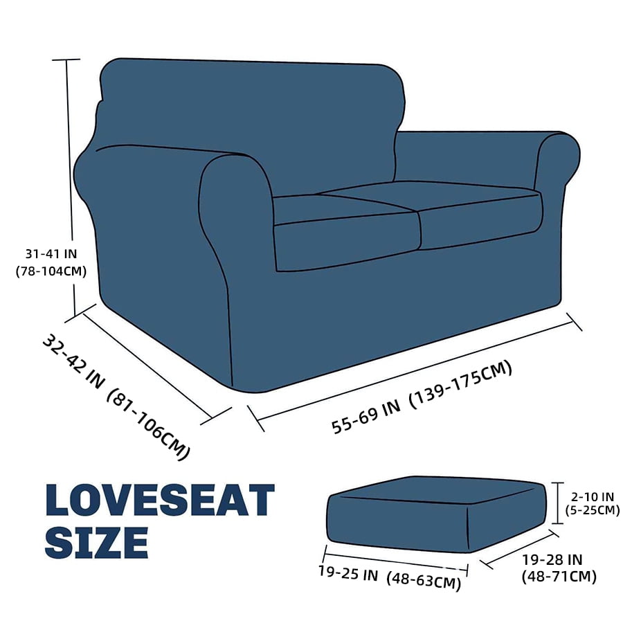 MJIAexp (55"-69") Stretch Sofa Cover Slipcover,Couch Covers for 2 Cushion Couch Sofa with sofa armrest,Pet Friendly Furniture Protector Sofa with Elastic Bottom for Kids,Jacquard lines(Dark Red)