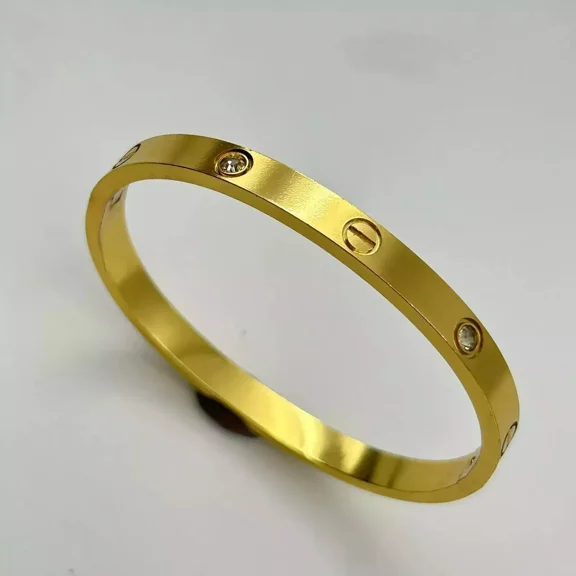 Women's Bangle Bracelet 4 CT Round Cut White Moissanite 14K Yellow Gold Plated