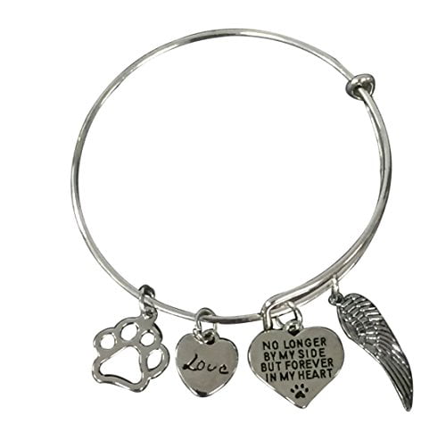 SBI Jewelry Paw Print Dog Heart Charm for Bracelets Pets Bead Pendant Birthday Gift for Women Girls
