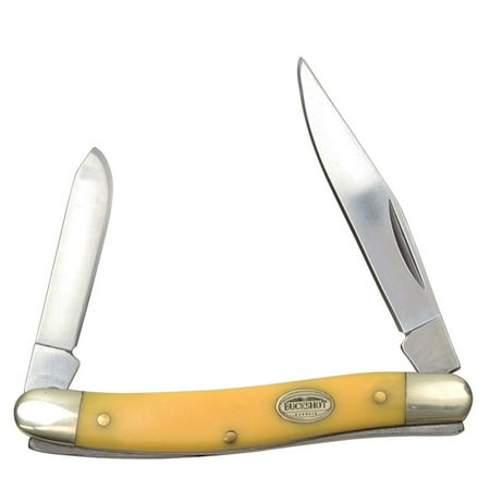 6 Buckshot Two Blade Tactical Manual Open Pocket Knife with Yellow Handle