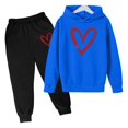 thumbnail image 2 of Boys Girls Sweatsuit Set 2 Piece Long Sleeve Printed Pullover Hoodie Sweatshirt Sweatpants Winter Clothes Boys Clothes 9-10 Years Boys Girls Fashion, 2 of 4