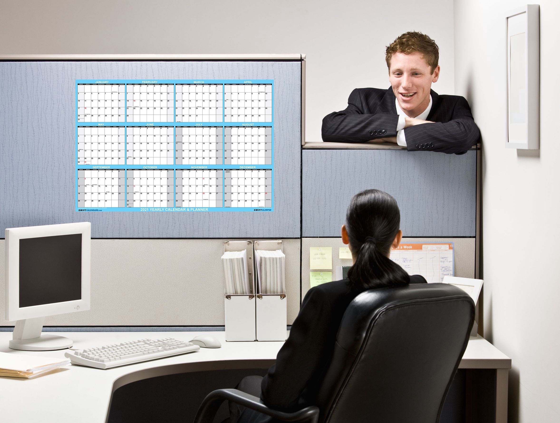 SwiftGlimpse 18" x 24" Yearly 2026 Wall Calendar, Erasable, Reversible, Horizontal-Vertical, Blue