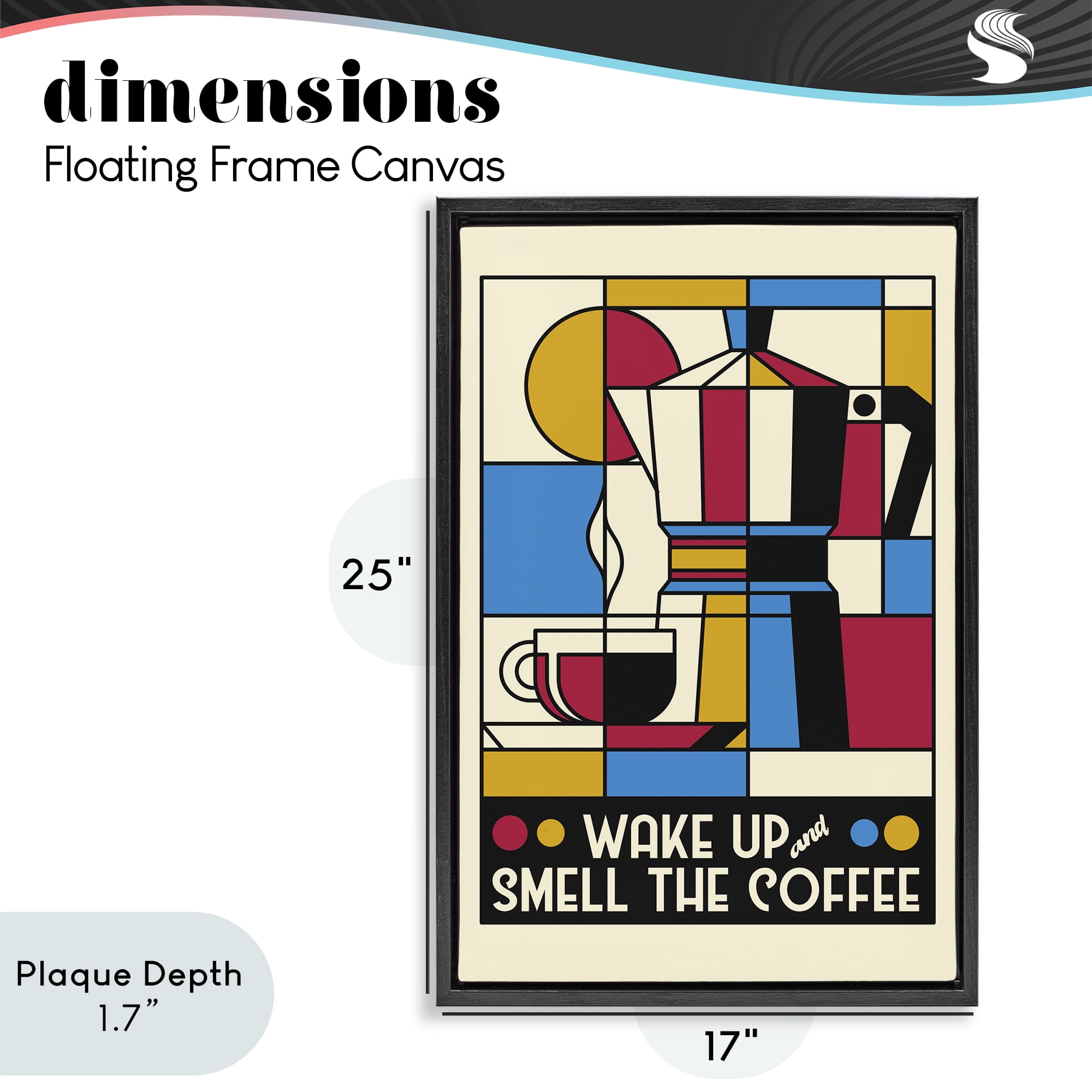Stupell Industries Retro Wake Up & Smell Coffee Black Framed Floater Canvas Wall Art, design by Tobe Fonseca