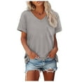 thumbnail image 3 of Women Summer Tops Womens T Shirts Short Sleeve V-Neck Shirts Cute Fit Summer Casual Tee Tops, 3 of 7