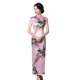 thumbnail image 1 of Estampado de flores: elegante manga corta, cuello alto apretado, conjunto de vestido ajustado-aPinkL, 1 of 4