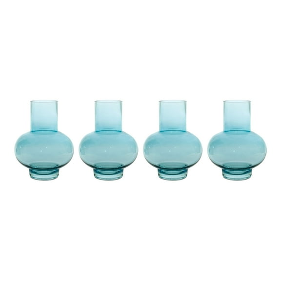 Melrose Glass Decorative Vases - 9" - Blue - Set of 4