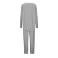thumbnail image 6 of UJNDER Women's Two Piece Pullover Sweater Set Oversized V Neck Tops Wide Leg Long Pants Tracksuit Outfit Pant Suits for Women Grey L, 6 of 8