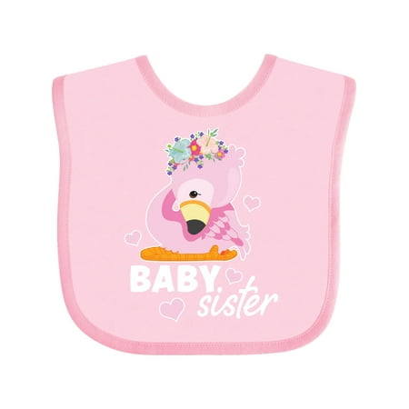 

Inktastic Cute Flamingo Baby Sister with Hearts and Flowers Gift Baby Boy or Baby Girl Bib