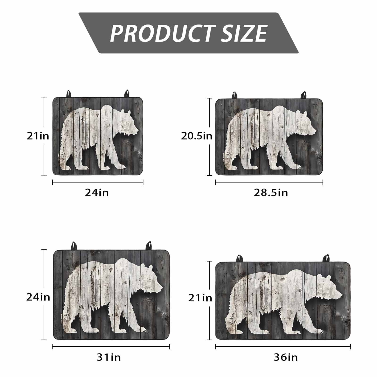 White Brown Bear Stove Top Cover for Electric Stove, Heat-proof & Non Slip Glass Top Stove Cover Protector, Farmhouse Country Rustic Wooden Grain Kitchen Flat Cooktop Rubber Mat 24x21 Inches