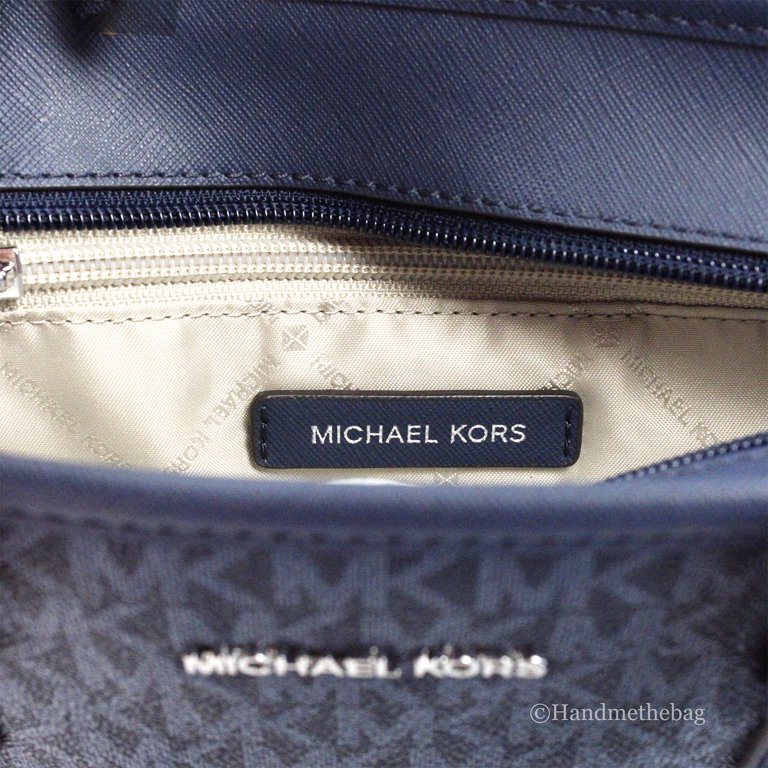 【美品】Michael Kors ジェットセット トートバッグ ネイビー Jet Set Travel Extra-Small Logo Top-Zip Tote Bag | Michael