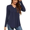 thumbnail image 2 of Fancyglim Henley Shirts for Women V Neck Long Sleeve Casual Loose Pleated Tunic Tops, 2 of 6
