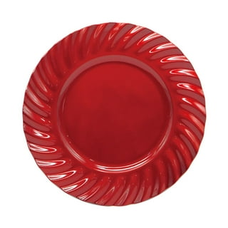 Nicole Fantani's Ideal Dining 10 inch Disposable Red Plastic Plates Good to Use in Microwave, Bulk Stock for Restaurant, Hotel, Deli & Elegant Parties