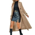 thumbnail image 2 of purcolt Womens Double Breasted Long Trench Coat Wool Blend Slim Fit Pea Coat Classic Business Casual Overcoat, 2 of 8