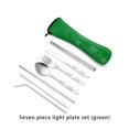thumbnail image 2 of Moyic Juego de cubiertos antideslizantes, juego de vajilla portátil plegable para el almuerzo, caja Bento, tenedor, cuchara, palillos, Mostrada Verde, 2 of 6