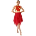 thumbnail image 1 of dPois Robe de Danse Maman et Moi Métallique Sans Manches Ballet Louange Moderne Lyrique Robe Performance Rouge m, 1 of 7
