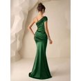 thumbnail image 2 of Dark Green One-Shoulder Sequin Bodice Mermaid Satin Evening Gown, 2 of 30