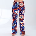 thumbnail image 2 of America 250 Pants for Women Independence Day USA Flag Print Wide Leg Pants Elastic High Waist Relaxed Fit Daily Wear Soft Pajama Bottoms, #01 Multicolor, L, 2 of 5