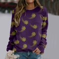 thumbnail image 3 of Gibobby Sudaderas para mujer Blusa de sudadera estampada con cuello redondo y manga larga para entrenamiento diario en casa y al libre para mujer(Morado,XG), 3 of 5