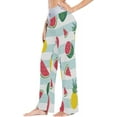 thumbnail image 2 of Women's Watermelon Pineapple Stripe Pajama Pants, Casual Pajama Bottoms Lounge Pants Wide Leg, 2 of 7