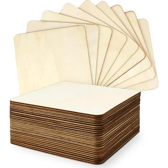 50 Pcs Unfinished Wood Pieces Tutuviw 2 x 2 in Natural Blank Wood Squares Wooden Cutout Tiles Rustic Craft Wood for DIY Crafts Painting, Coasters Engraving Home Decorations