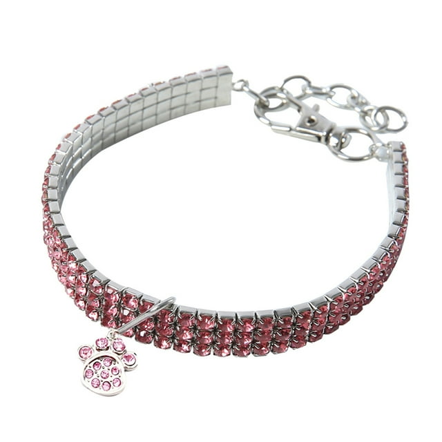Agiferg Mini Collier à Strass Bling pour Chien de Compagnie, Collier Empreinte de Chien Fantaisie