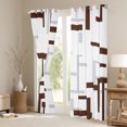 thumbnail image 3 of Manfei Modern Abstract Ombre Black Out Curtains, Chic Brown Rectangle Plaid Curtains Pack of 2 (42x63 Each), Teens Adult Female Man Bedroom Curtains, Living Room Curtains Decor, 3 of 6
