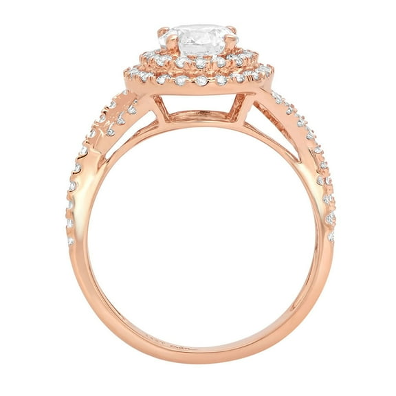 1.3125 ct Round Cut White Sapphire Solitaire with Accents Engagement Ring for Women in 18K Rose Gold