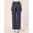 thumbnail image 4 of Pantalones a cuadros casuales para mujer, bolsillos, pierna recta, trabajo, oficina, pantalones Azul Oscuro XL, 4 of 6