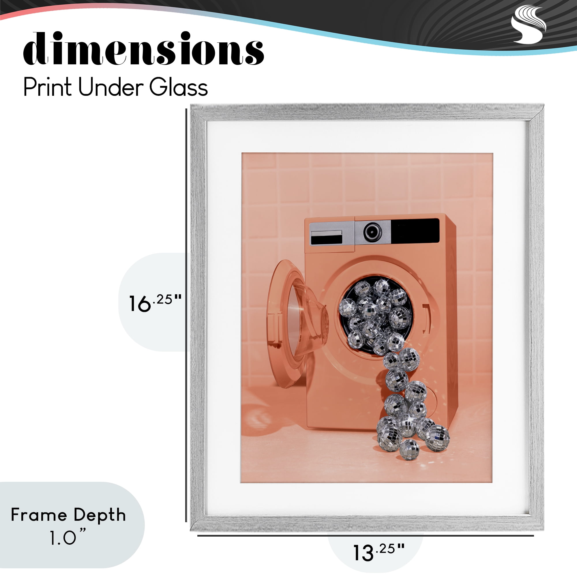 Stupell Industries Disco Laundry Machine over Orange Gray Framed Print Under Glass, design by LISH Creative