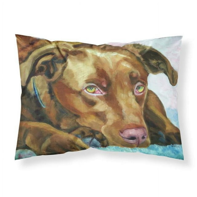 Carolines Treasures 7420PILLOWCASE Chocolate Labrador Waiting Fabric Standard Pillowcase