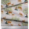 thumbnail image 3 of Soimoi Poly Georgette Fabric Tree & Kangaroo Animal Printed Fabric 1 Yard 42 Inch Wide, 3 of 3