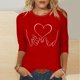 thumbnail image 5 of Tops de Cuello Redondo para las Mujeres Moda Impresa 3/4 Mangas Blusa Casual Top, Estante de Imitación, 5 of 5