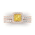 thumbnail image 2 of Clara Pucci 18K Rose Gold 1.56 Natural Citrine Engraveable Engagement Ring + Wedding Band Set, 2 of 7