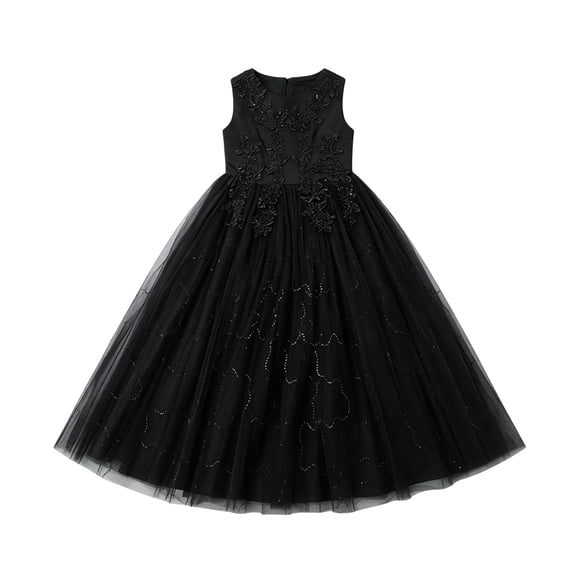 Weebloom Dresses For Toddler Girls Sleeveless Tutu Gown Fancy Wedding Party Pageant Birthday Dress Formal Gown Elegant Dresses Black 3-4 Years