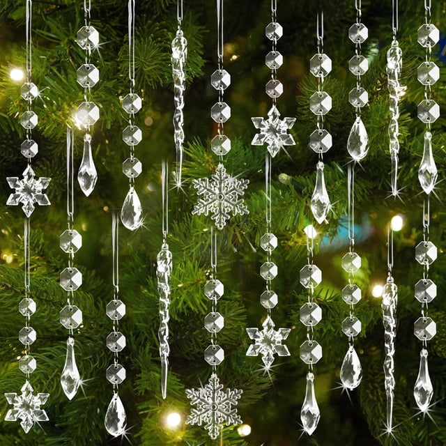 Adornos colgantes para árboles de Navidad OuMuaMua, juego de 80 piezas de acrílico