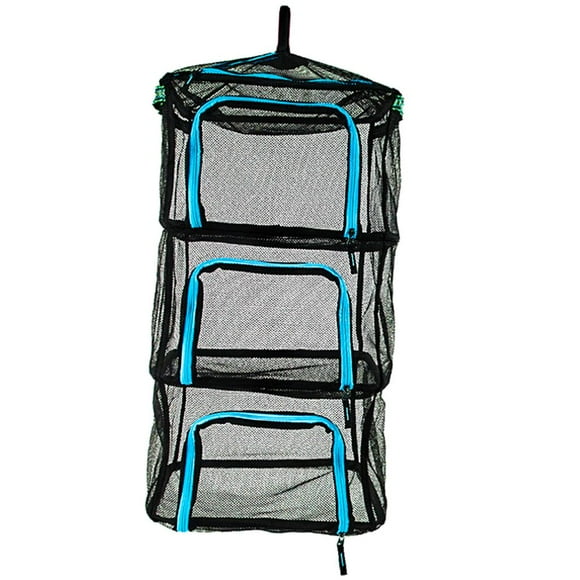 jinwen Hanging Drying Rack Mesh Collapsible Net Dryer for Travel Outdoor Camp Blue