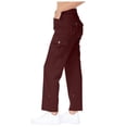 thumbnail image 3 of Women's Plus Women's Pants with Pockets on Legs Black Pants for Women with Pockets Women High Waisted Wide Leg Pants Fashion Drawstring Elastic Trousers Comfy Straight Leg Long Pants with Pockets, 3 of 8